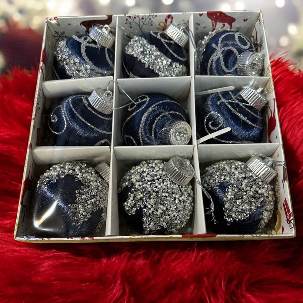 Bombice za jelku 9/1 - plavo srebrene